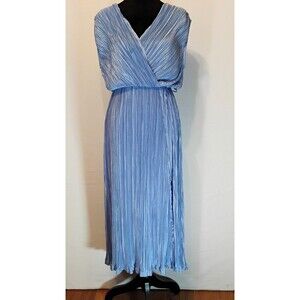 Bishop + Young Dress Women’s Blue Small Pleated Wrap Maxi Polyester  NWT